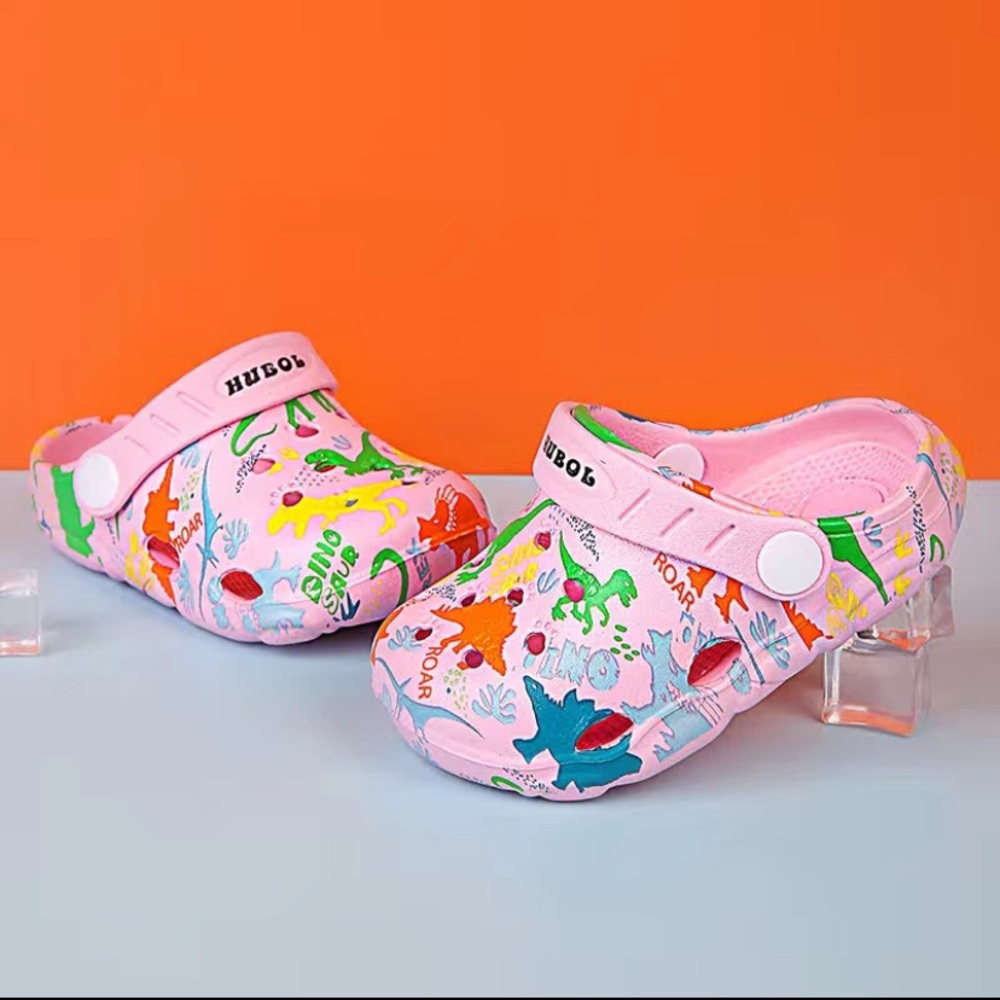 SALE Cartoon Dinosaur Pink Clogs Non Slip Slides Sandals - Picture 3 of 4